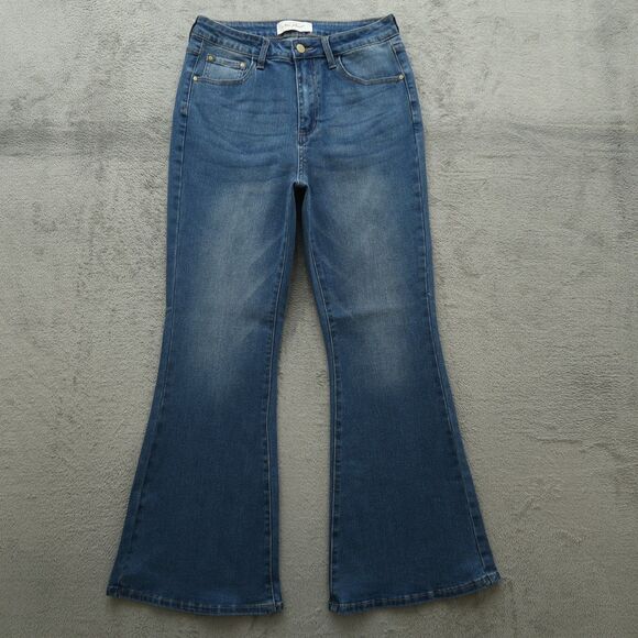 Nine Planet Jeans Junior's Size 9 Blue High-Rise Flare Denim 29" Inseam Stretch - Picture 1 of 16
